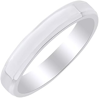 Solid 10K Rose Gold AFFY Wedding Band Ring with Unique Bevel Edge Design for Brides - Available in Size 4