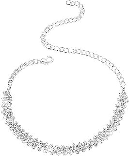 Link Chain Rhinestone Anklet with Lobster Claw Clasp for Women and Teen Girls - PetPong Silver Ankle Bracelet Durable Beach Jewelry