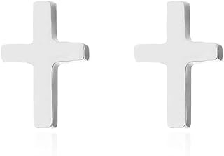 Minimalist Tiny Cross Stud Earrings for Women Girls Stainless Steel Silver Gold Plated Hypoallergenic Simple Fashion Small Faith Cartilage Tragus Post Dainty Birthday Christmas Lucky Faith Jewelry Gifts