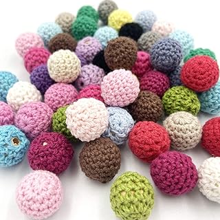 Wooden Crochet Beads 20mm 50pc Mix Color Beads DIY Accessories for Making Necklace Bracelet