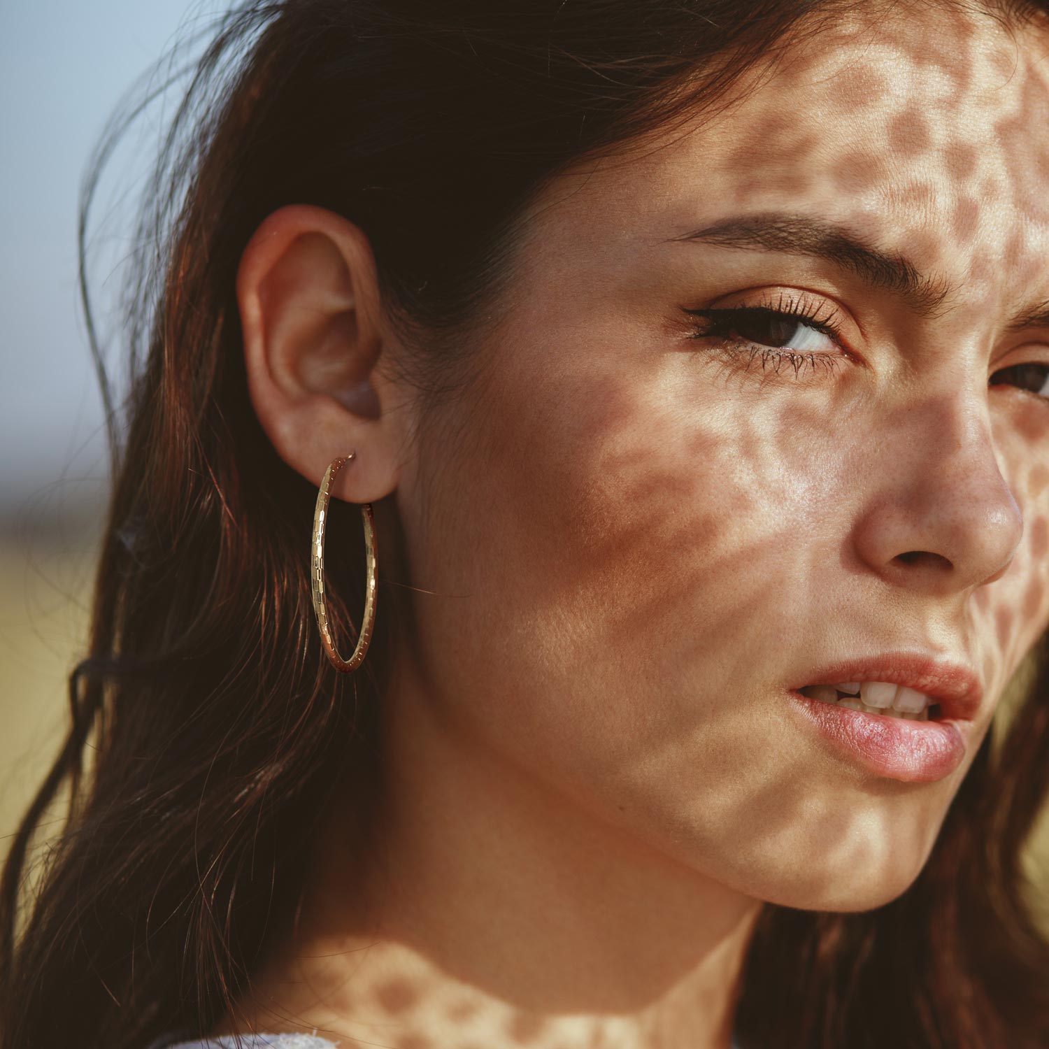 Large 14K Yellow Gold Hoop Earrings with French Wire Back Finding for Women, Bamboo-Inspired Design