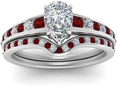 Choose Your Gemstone Graduated Channel Setting Diamond CZ Wedding sterling silver Pear Shape Wedding Engagement Birthstone Stackable Ring Size 4 TO 12