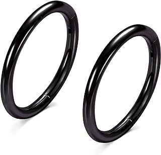 ZUOPOEKI 2 Pcs Nose Rings Hoops Surgical Steel 14G 16G 18G 20G Septum Rings Helix Conch Hoop Gold Silver Black Body Piercing Jewelry for Women