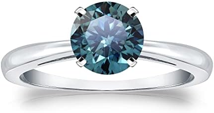 Diamond Wish 1/2 to 2 Carat Blue Lab Grown Diamond Solitaire Engagement Ring for Women in 14k Gold (Fancy Blue, VS-SI1, cttw) Anniversary Promise Ring Size 4 to 9