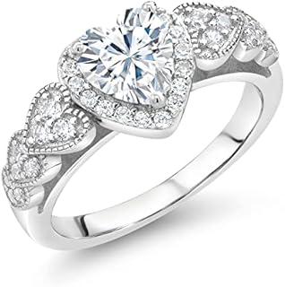 925 Sterling Silver Heart-Shaped Moissanite Engagement Ring for Women, Unique White Gemstone Design, Available in Sizes 5-9