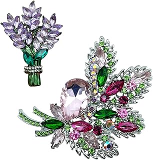 2 Pcs Women's Brooch Large Crystal Glass Bouquet Brooch Lavender Brooch Rhinestone Scarf Dress Decoration