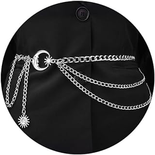 Hitage Layered Waist Chain Star Moon Body Chains Punk Belt Chain Nightclub Jewelry Accessories for Women and Girls