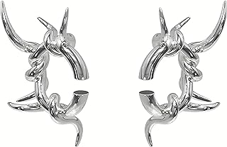 Platinum-Plated Bronze Spike Earring Cuff with Clip-On Back Finding for Men and Women, Gothic Spider Design