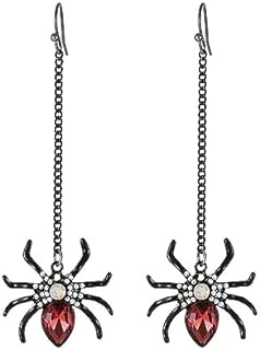 Halloween Black Hanging Spider Hook Dangle Earrings Horror Funny Spider Drop Dangle Earrings Animal Jewelry Gifts for Women Girls Halloween Decorations Cosplay Party Supplies Favors