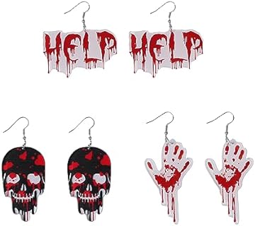 Cute Ghost Earrings Pumpkin Hocus Pocus Halloween Earrings Skull Witch Halloween Earrings Dangle Bulk For Girls Blood Knife Earrings Halloween Earrings Set For Women Gifts Halloween Party Costume