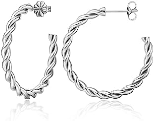 Limerencia Hypoallergenic G23 Pure Titanium Big Open C Hoop Earrings, Lightweight Cubic Zirconia Cuff Huggie Earrings for Women Girls Sensitive Ears