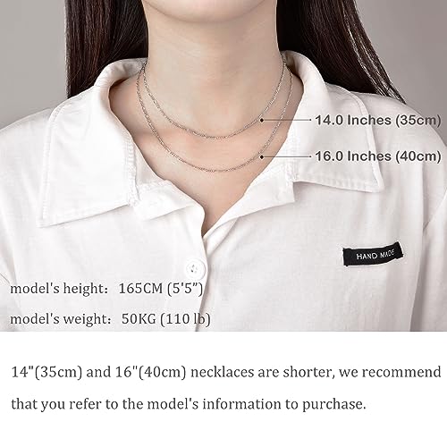 925 Sterling Silver Chain Necklace for Women 1.5mm Width Italian Figaro Thin Chain Silver/Gold 14-30 inches