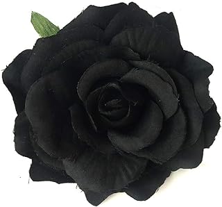 Sturdy Black Rose Brooch by Pingyongchang with Secure Hairpin and Clip for Adults - Flamenco Dancer Design Accessory