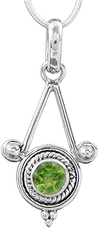 NOVICA Artisan Handmade Peridot Pendant Necklace .925 Sterling Silver Modern Indian Jewelry Green Birthstone 'Chennai Promise'