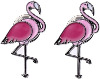 2-Pack Flamingo Brooch Pins, Alloy Metal Art Brooches with Durable Pin Clasp, Vintage Animal Design – Ideal Christmas & Boutique Gift – Miss Cartoon Series