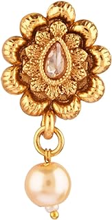 Efulgenz Indian Wedding Jewelry Nose Ring Nose Stud Pin Non Piercing Fake Nose Stud Ring Septum Jewelry Bridal Kundan Crystal Faux Pearl Drop Traditional Floral Nose Ring Stud Jewelry