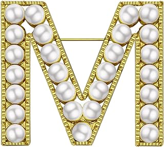 XGALBLA Letter Brooch Pins Letters(A-Z) Plated Metal Simulted pearl Brooches for Women girls Inspired Gift(Gold Tone)