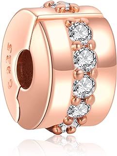 Annmors Sterling Silver Charm Safety Chain Bracelet with Cubic Zirconia - Compatible with Charm Bracelets and Necklaces, Ideal Women's Gift