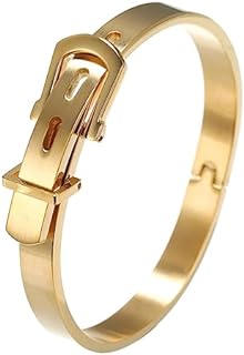 Men's Stainless Steel Cubic Zirconia Box Chain Cuff Bracelets - Roman Numeral & Crown Design Gold Bangle Set with Buckle Clasp