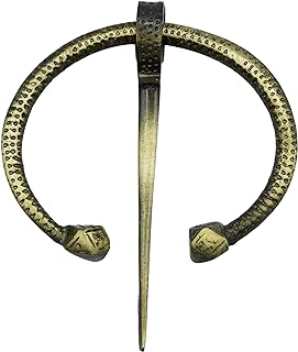 Antique Brass Penannular Brooch, Intricate Design, Imported from India, Practical Clothing Accessory