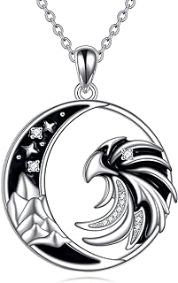 YFN Eagle Necklace Sterling Silver Bald Eagle Pendant Mountain Eagle Jewelry For Women Men Eagle Scout Gift For Boys Independence Day