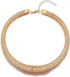 Elegant Gold Wire Choker Necklace with Cable Chain for Fashion-Conscious Individuals, Minimalist Design by Coolsteelandbeyond