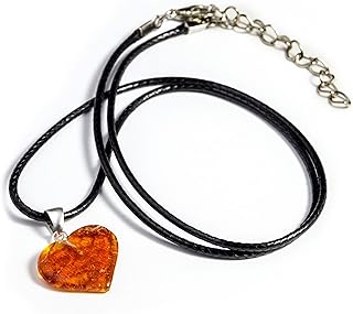 Genuine Amber Necklace for Women, Handmade Baltic Polished Amber Pendant with Cord