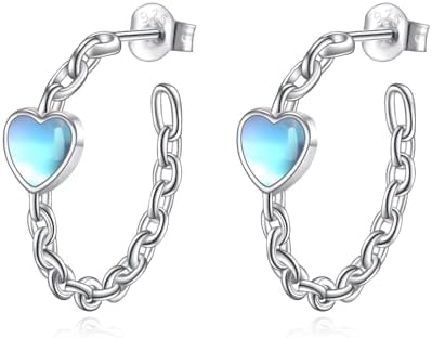 Heart Moonstone Huggie Earrings for Women Simplicity Twisted Chain Hoop Earrings Hypoallergenic Ear Rings Jewelry Hollow Out Earrings