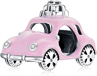 Motorcycle Charm Bracelet with Cubic Zirconia Gems for Women, Sterling Silver Design