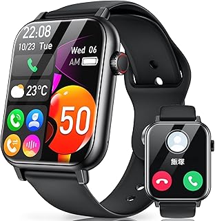 Busaty スマートウォッチで体温測定、2.06インチ大画面、260種文字盤、IP68防水、26.8gの軽量デザイン。レディースや子供に最適。