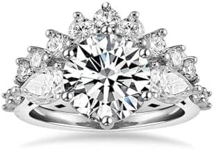 Moissanite Wedding Rings Bridal Set 4.63cttw(3CT Center Stone) D Color VVS1 Clarity Round Brilliant Cut Moissanite Diamond S925 Sterling Silver Engagement Rings for Women with Certificate
