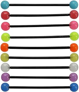 Chic 14G 9pc Set of Versatile Glow in the Dark Belly Button Rings with Bioflex Material - Ideal for Maternity, Sports and Industrial Styles - Various Colors