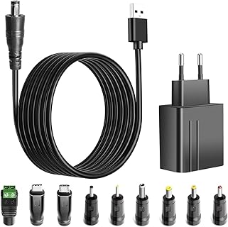 Adaptateur Universel TAIFU 5V 2A pour Ordinateur Thomson, Portable et Compact, avec 7 Connecteurs et Câble de 2,5mm. Parfait pour Tablette, Smartphone, et TV Box