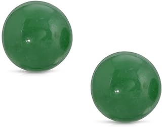 14K Yellow Gold Push Back Jade and Onyx Stud Earrings, Unisex, Stylish 8mm Design, Ideal Gift for Him and Her