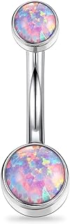 FUNLMO Titanium Belly Button Rings 14g Belly Navel Ring Navel Jewelry Navel Belly Piercing Jewelry Internally Threaded Belly Button Jewelry Navel Barbell Stud