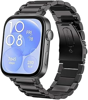 Blueshaweu Bracelet Métal Élégant pour HUAWEI WATCH FIT 3 Smart Watch 1,82, Ajustable et Imperméable en Acier Inoxydable, Idéal pour Business et Événements