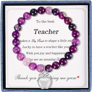 Stretchable Teacher Appreciation Bead Bracelet - Versatile and Elegant Jewelry Gift for Women & Men Teachers - Simple Bead Design - No Metal, No Gemstone