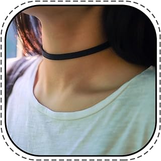 Black Leather Adjustable Choker Necklace by GRAEEN with Alloy Box Chain, Ideal for Women and Girls