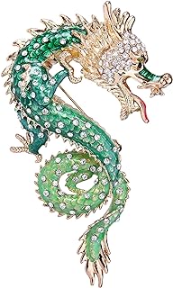 EVER FAITH Women's Austrian Crystal Enamel Powerful Dragon Brooch Gold-Tone