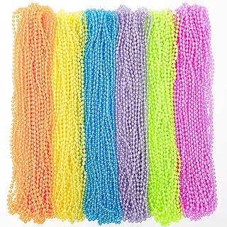EOBOH Unisex, 100PCS Set of Six Vibrant Colors Round Mardi Gras Beads, 33" Plastic Metallic Necklaces for Party Events