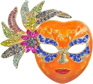 Gyn&Joy Women Colorful Crystal Rhinestone Mask Pins Brooches Fashion Jewelry BZ165