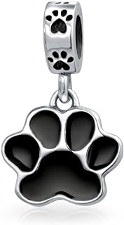 BFF Pet Animal Lover Best Friend Puppy Kitten Heart Shape Cat Dog Paw Print Square Cube Charm Bead For Women Teen .925 Silver Fits European Bracelet