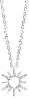 Spring Ring Clasp, Boma Sterling Silver Sunburst Pendant Necklace, Link Chain - Ideal Gift for Her, Circular Design