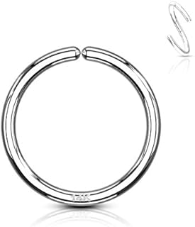 Forbidden Body Jewelry 20g 8mm Solid 14K Gold Hoop Ring for Nose and Cartilage Piercings