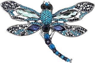 Enchanting Alloy Dragonfly Brooch with Blue Glass Crystals & Locking Clasp by Rosemarie & Jubalee for Women