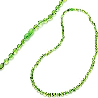 Long Amber Necklace for Adults - 28 inches Strand Genuine Amber Beaded Jewelry, Polished Baroque Beads, Certified Amber