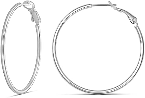 Amazon Essentials Sterling Silver or Gold plated Lightweight Paddle Back Hoop Earrings (previously Amazon Collection)