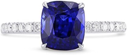 18K White Gold and Platinum Leibish & Co 2.93ct Diamond Ring with Natural Sapphire Side Stones, Ideal Engagement or Anniversary Gift for Her