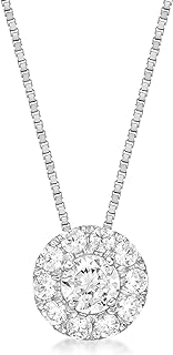 Lavari Jewelers 1/4 to 1/2 Carat Lab Grown Diamond Round Halo Pendant Necklace for Women in 10k White Gold on 18 Inch Chain (G-H, VS2-SI1, cttw) Spring Ring