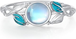 S925 Sterling Silver Moonstone Nose Ring with Olive Leaf Design for Women and Girls, Adjustable Size